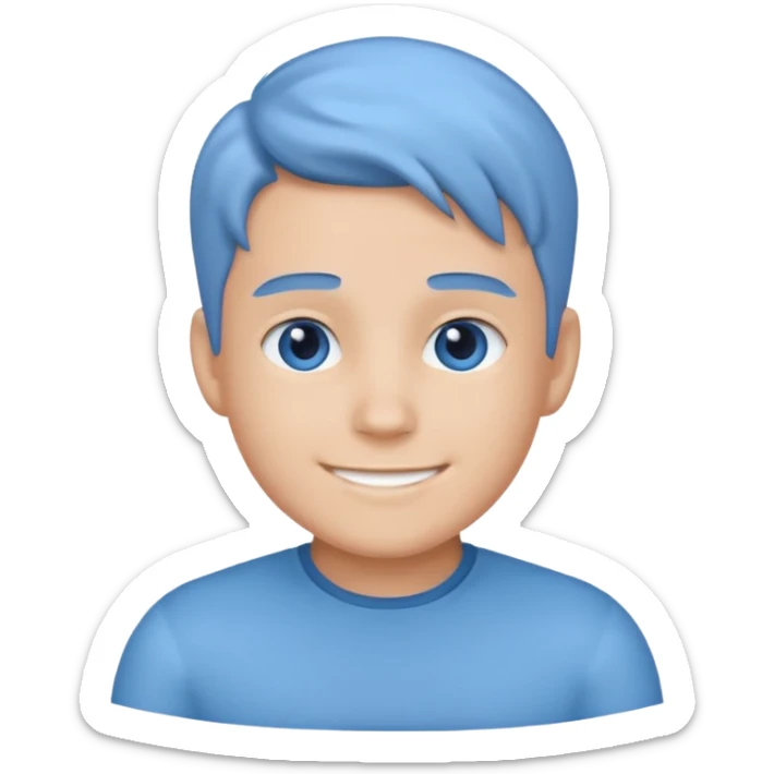 blue emoji of a boy with a self-assured, independent expression, sigma male style sticker