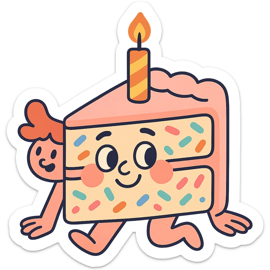 slice of funfetti birthday cake sticker