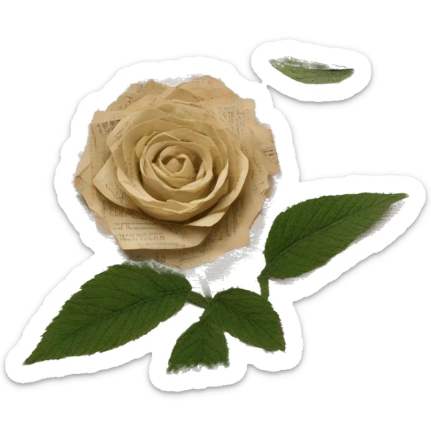 Shakespeare made of newspaper cuttings handwriting 420 hemp roses flowers plants leaves dragonfly mulberries Italy sticker