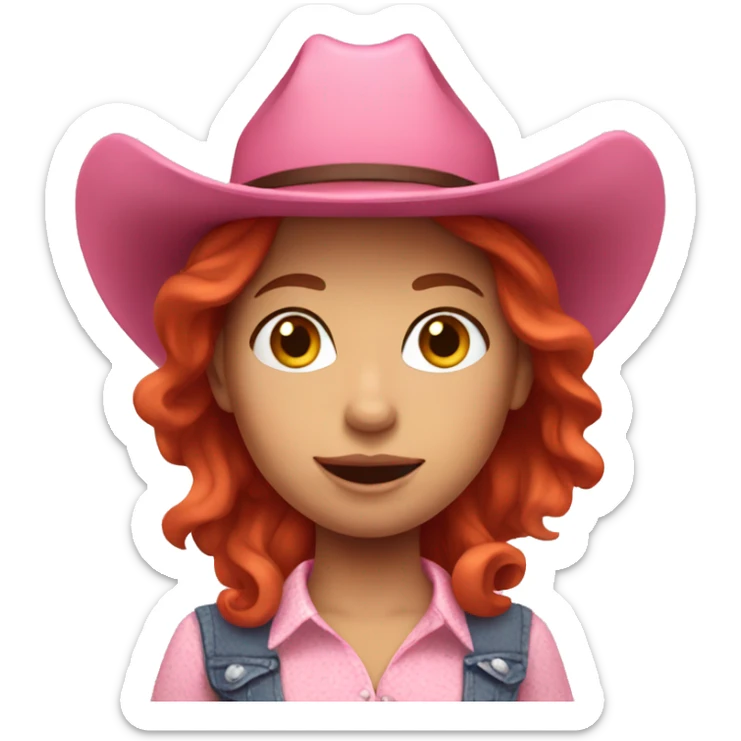 Red hair girl in pink cowgirl outfit sticker