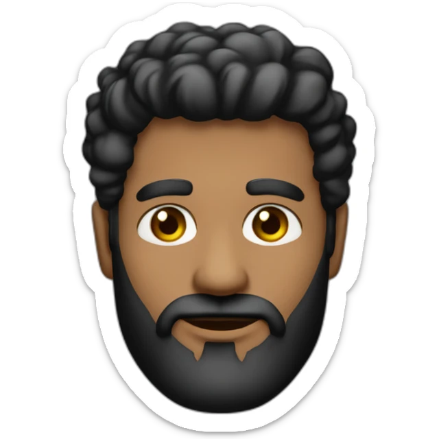 hombre de 45 años cabello muy corto negro con canas barba ojos negros con aretes redondos negros sticker