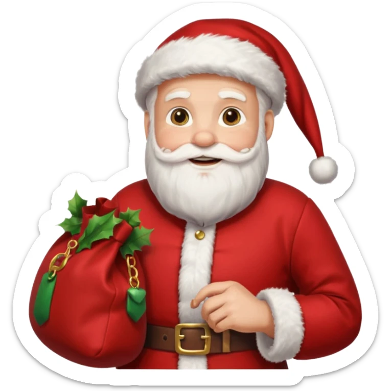 “Let Santa Claus smile with his bag in his hand; let the background be pure white.” sticker