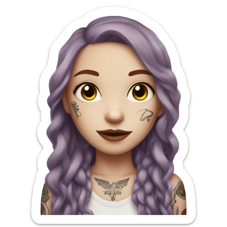 Beautiful girl with white skin, long red hair and tattoos sticker