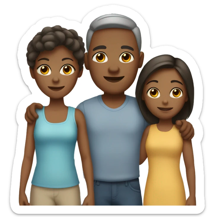 family of four where all family members have a unique skin tone and gender sticker