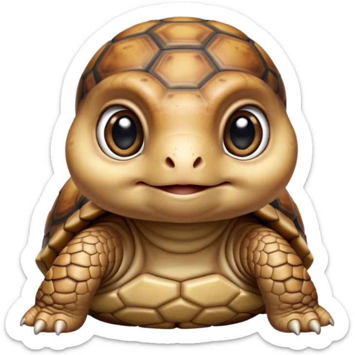 cinematic-baby tortoise-realistic--emoji,,-cute-wise-face-peering-ahead-with-calm-determination,-cute large-eyes-reflecting-centuries of wisdom, sticker