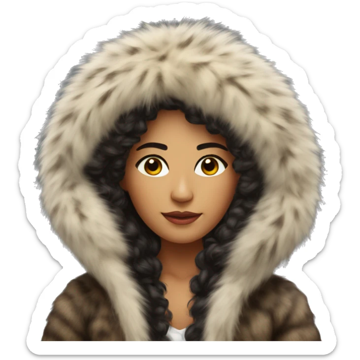 Realistic gorgeous Hispanic with fur coat  sticker
