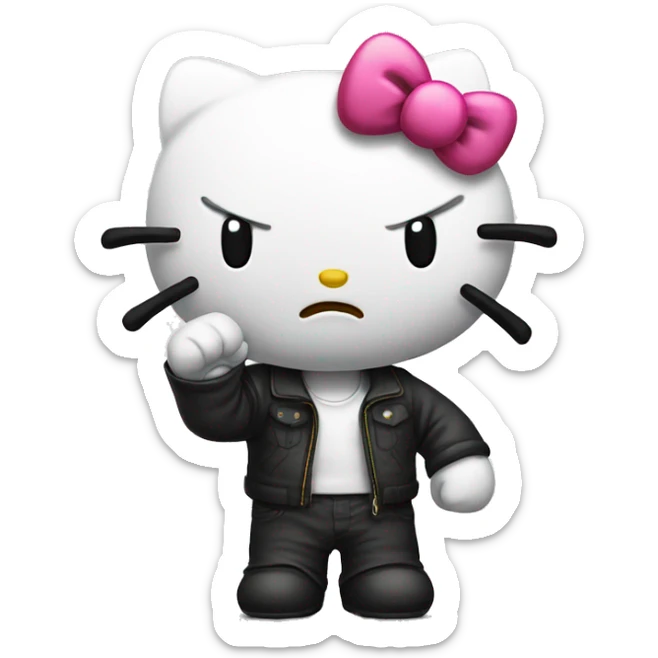 Angry hello kitty with fist  sticker