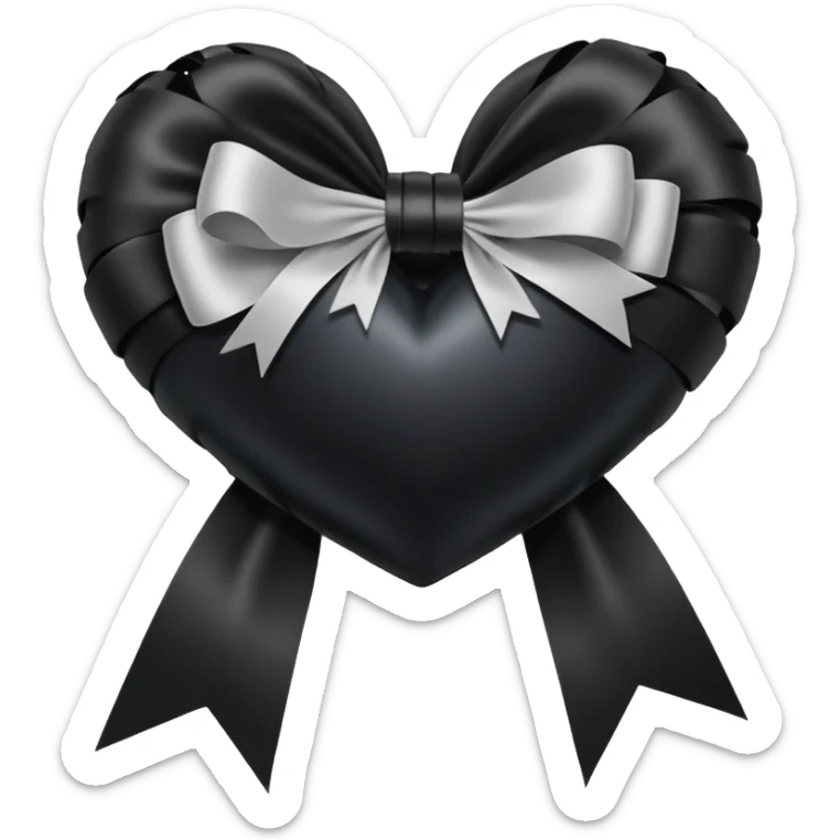 Black heart with ribbon sticker
