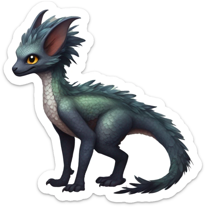  Scaly Cute Edgy Realistic Rare Fantasy Fluffy Slim Vernid-Trico-Melprin-species by LiLaiRa, by Falvie, full body sticker