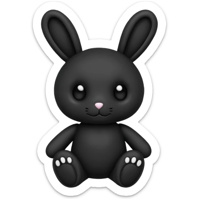 Emoji pour twitch d'une peluche lapin squelette noir qui dit bonjour sticker