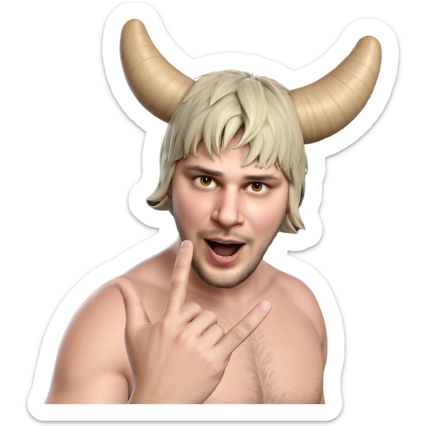 bearded boy with horns sticker