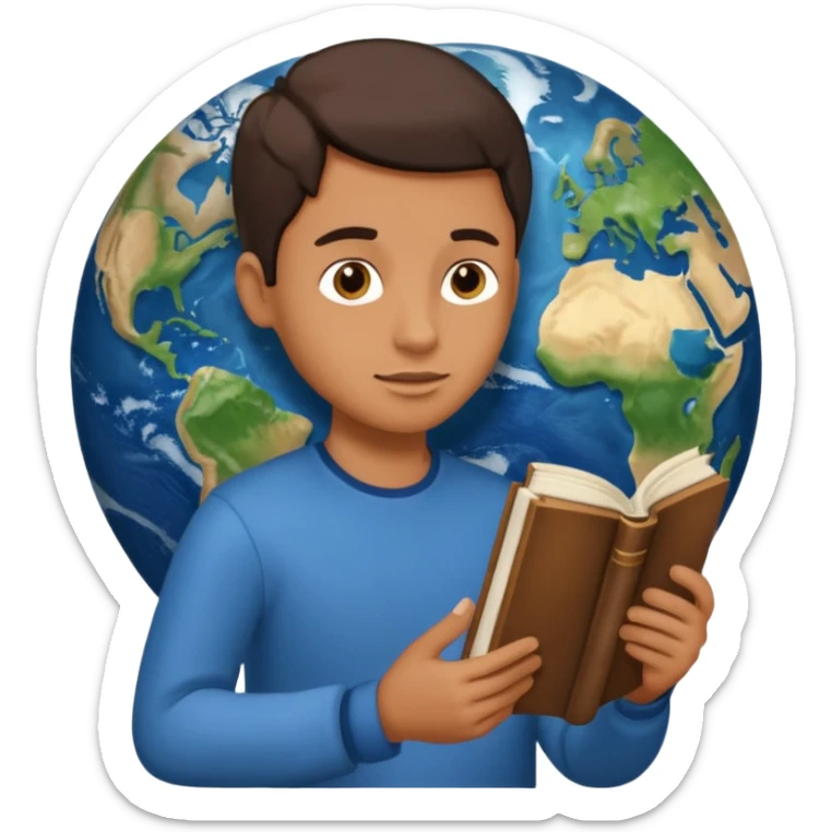 someone who is reading a book to learn the history of our planet  sticker