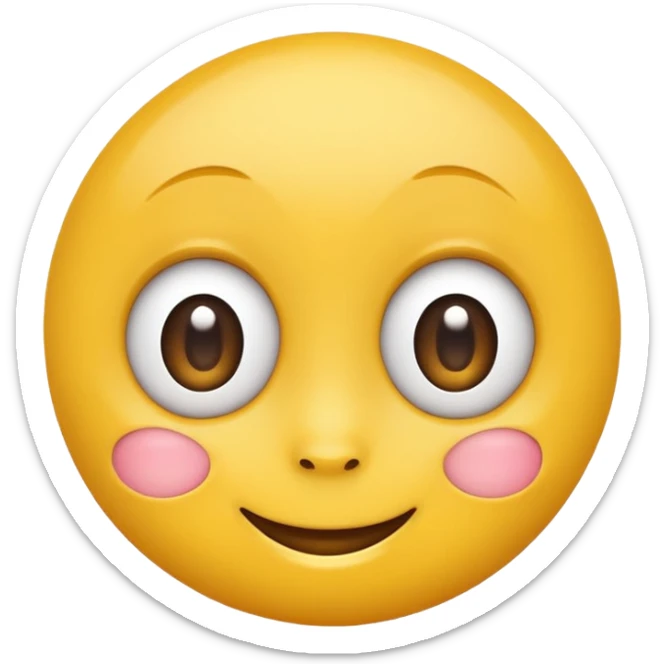 Emoji, yellow round smiling face, big eyes sticker