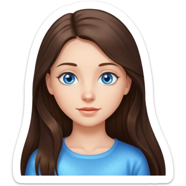 brunette long hair girl with blue eyes sparkling with love sticker