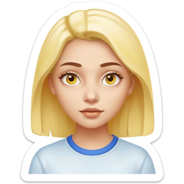 Generate a high-quality iPhone-style emoji of a girl with a small amount of yellow eye cream applied under the eyes, realistic shading, smooth gradient colors, subtle facial expression, simple white background, 3D cartoon-like style, high-resolution.


 sticker