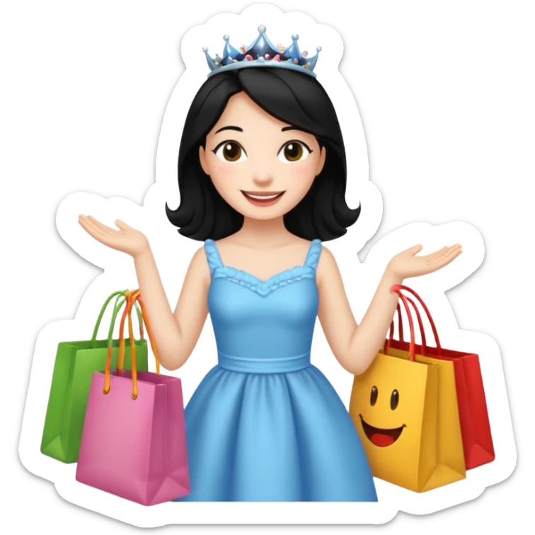 zadowlona czarnowłosa ksiezniczka jest zadowolona z zakupami sticker