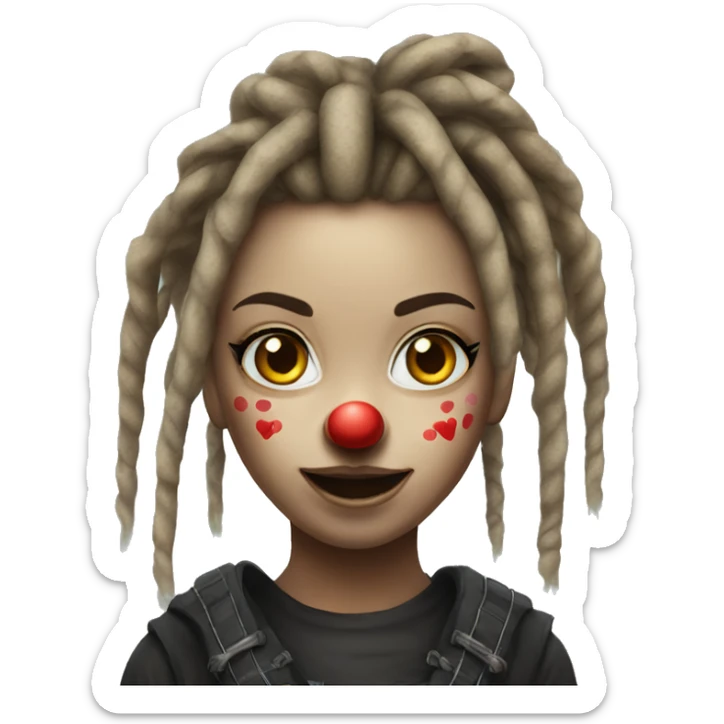 Clown ninja girl portrait, dreadlocks sticker