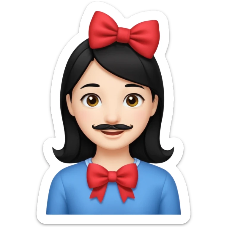 Adolf Hitler Like a girl hair with a bow  That he has black hair and a small mustache(„toothbrush) like Hitle sticker