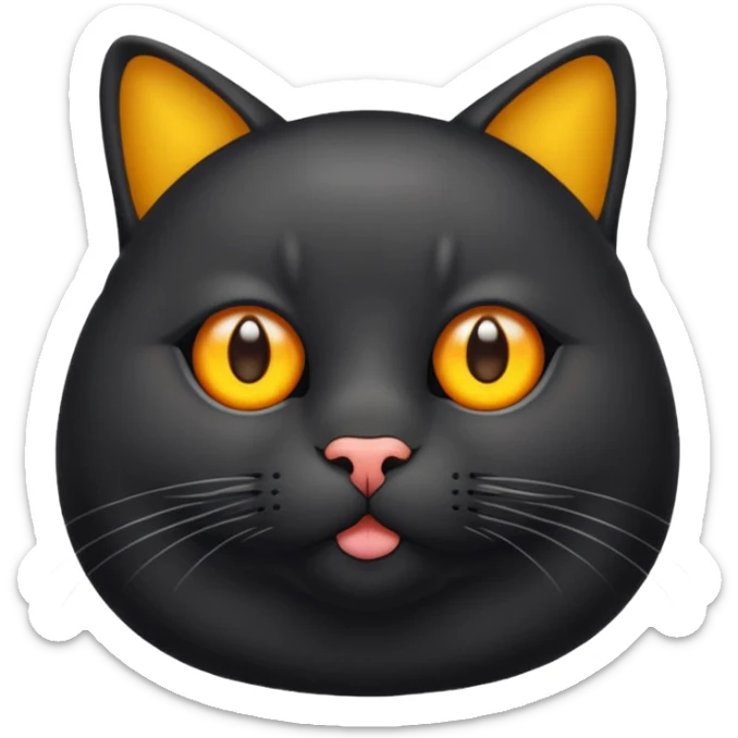 Un gato negro gordito con los ojos de color amarillos sentado sticker