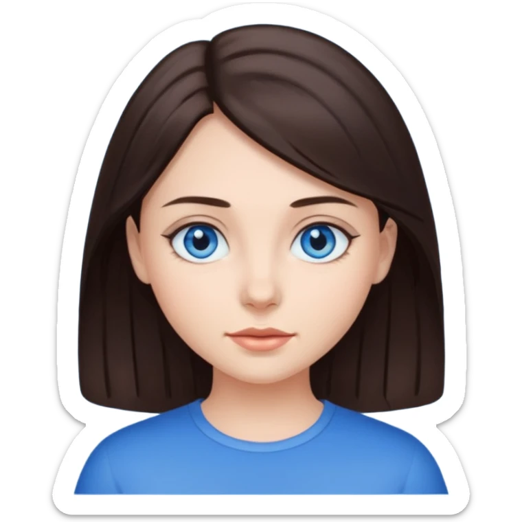 Girl with dark brown hair and blue eyes sticker