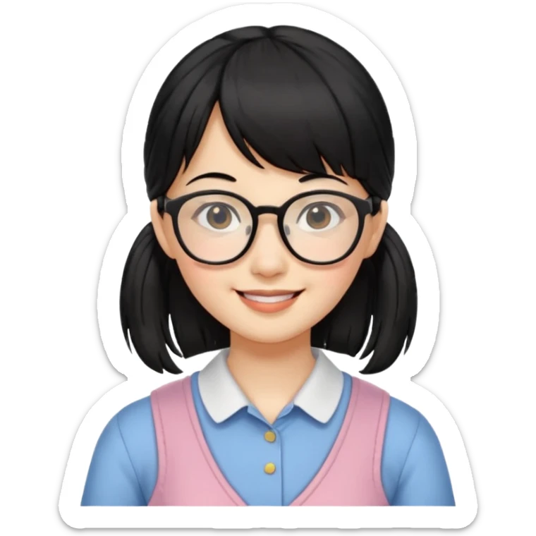 It's a trend setter that gives information related to all kinds of skin and beauty, but it's a little mild, with black hair, bangs, pigtails. It's a little cute and smiling. But you have to be an adult and look smart sticker