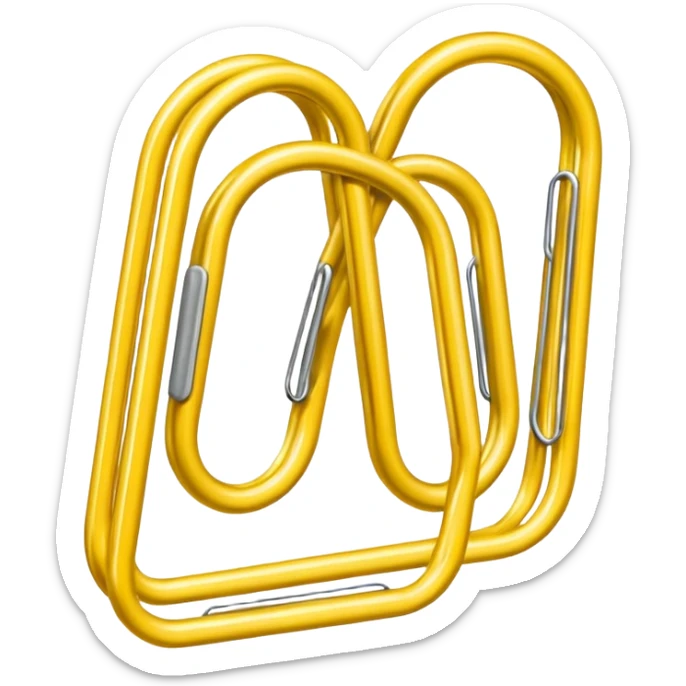 The emoji is a yellow paperclip positioned diagonally, with its two main loops clearly visible, suggesting the function of an attachment or a hyperlink. sticker