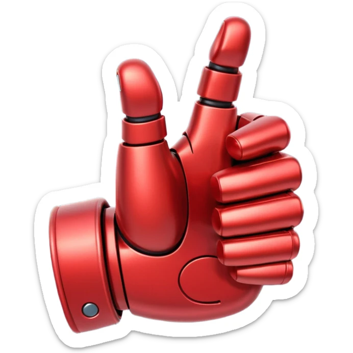 robot hand closed fist but the thumb is up and make the color of the robot  in the shade red sticker