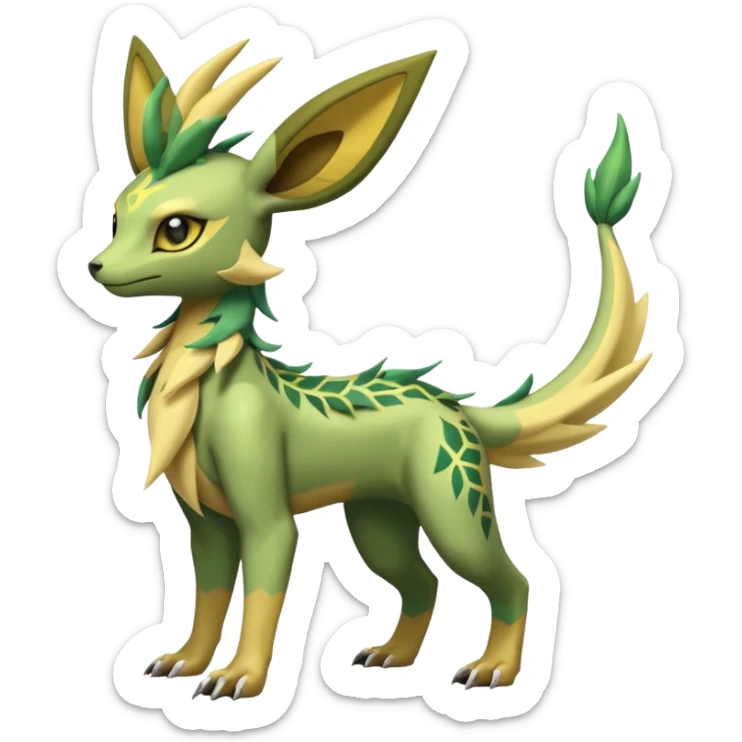 Leafeon-Salandit-Electrike-Zeraora-Fakémon-hybrid-creature (full body)  sticker