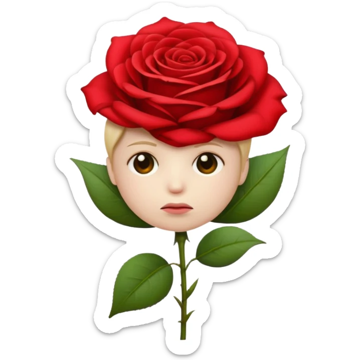 una faccina emoji triste che porge una rosa di fronte sticker