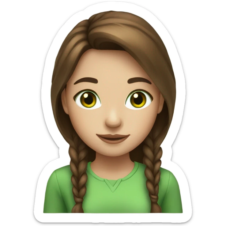 a girl with brown hair and green streaks in it, with green eyes and freckles sticker