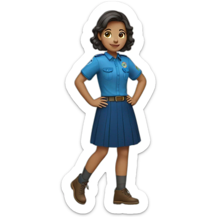 Scout girl with blue shirt and dark blue skirt  sticker