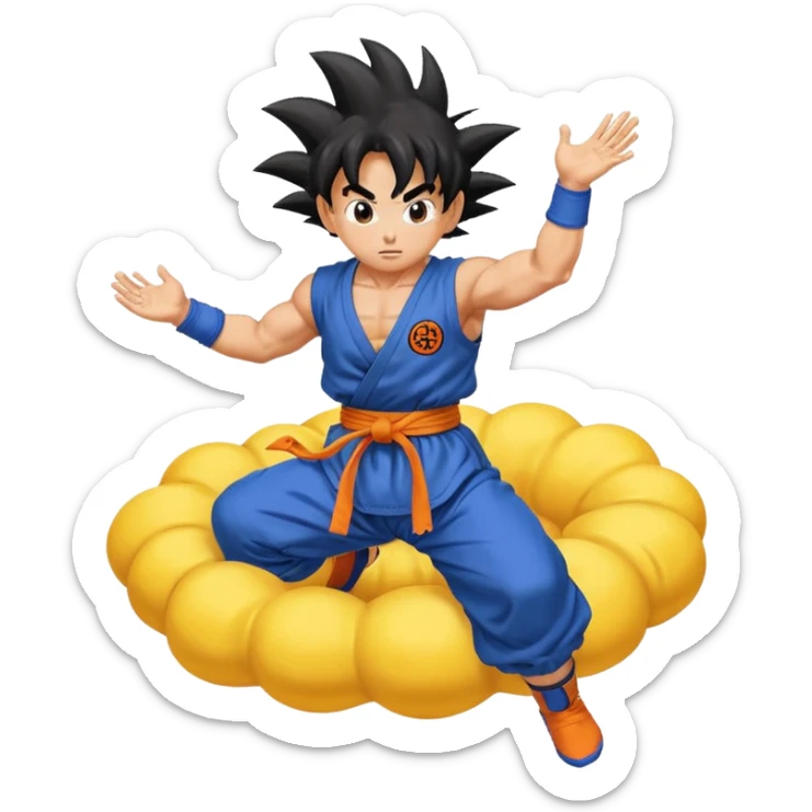 Nube voladora dorada o amarilla de Goku o Goku en nube voladora sticker
