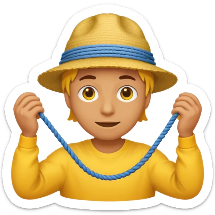 can you make a generic emoji of an individual (who works on a dock, but do not generate the dock itself) holding a rope neatly coiled in their hands? I do not want an emoji of a human person. Can it be a yellow emoji of a circular head like the original emojis? sticker