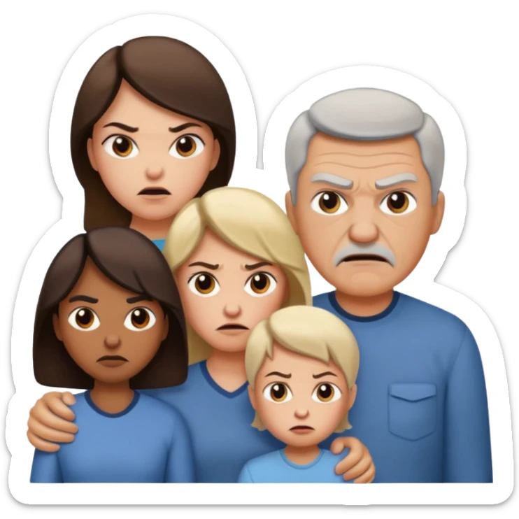 HAZ UNA FAMILIA GRITANDO, MI NOVIA, MI PAPA. MI MAMA Y YO. CARA DE GRITOS FUERTEES. QUE SE NOTE QUE GRITAN MOLESTOS sticker