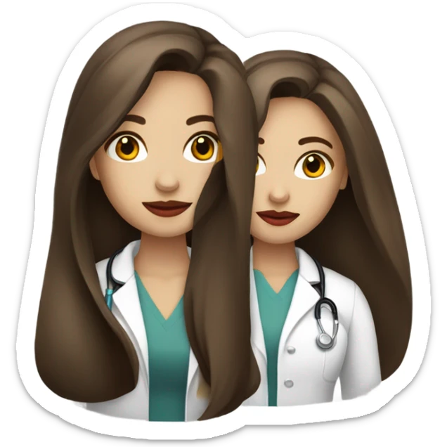 pretty Female doctor long straight brown hair amber eyes and red lips  sticker