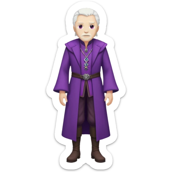 a white haired old man with purple eyes standing, full body, in Targaryen themed clothes sticker