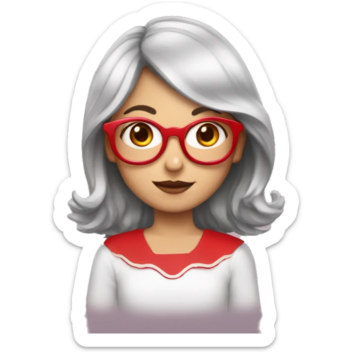 Emoji niña alta, con tres orejas, pelo rojo y corto y con gafas sticker