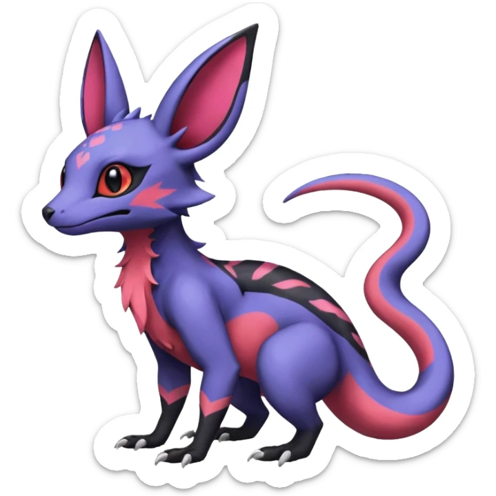 Rare epic aesthetic colorful Salandit-Noibat-Eevee-Genet-species-Fakemon-hybrid-creature, with markings, full body sticker