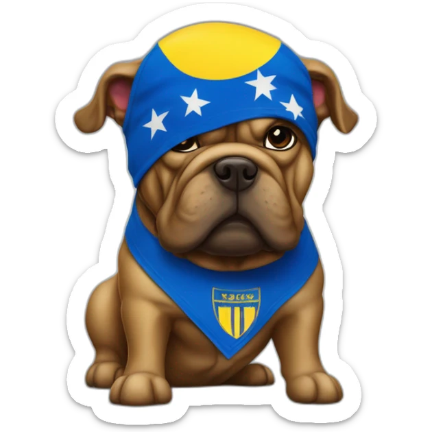 Bull dog perro negro con bandera Ud las Palmas football sticker