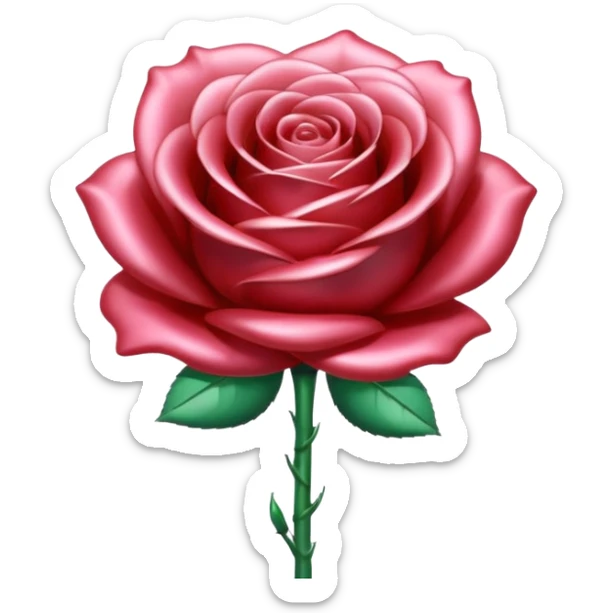 A rose emoji made of liquid silver metal, smooth metallic petals, reflective chrome surface, soft gradients, elegant shape, minimalistic iOS emoji style, centered, clean white background, realistic highlights, no text sticker