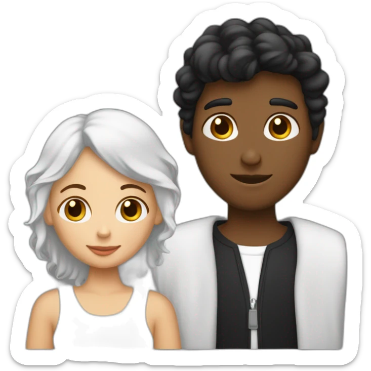 Un jeune homme noir avec une jeune femme blanche qui font des bisous sticker