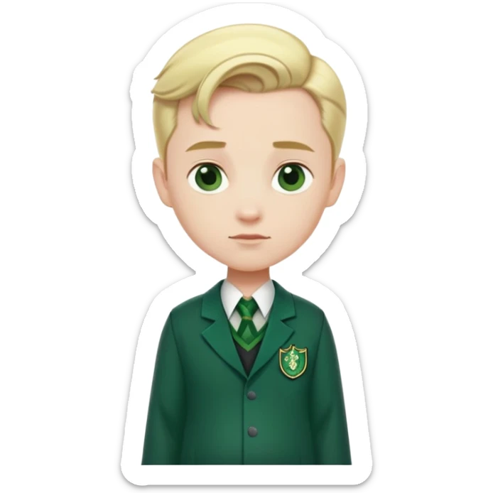 pregnant man in Slytherin uniform, pale skin, short blonde hair slicked back sticker