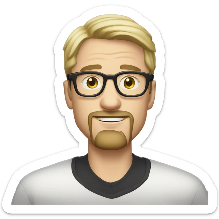 white man with goatee and circle glasses short blond hair rizz mogg looksmaxxing sticker
