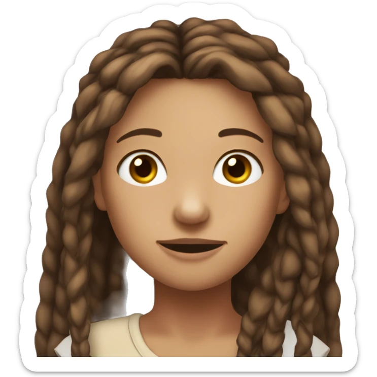 Portrait. Deer girl. She has deer ears and deer antlers. She has Long brown dreadlocks. Her skintone is pale sticker