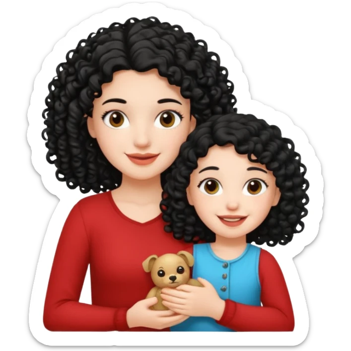 a white  girl holding tunisia girl with curly hair sticker