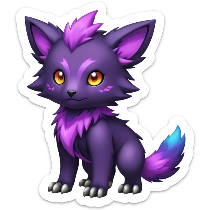 Cute cool colorful dark nebula fantasy-Fakemon-Digimon-animal-hybrid full body sticker