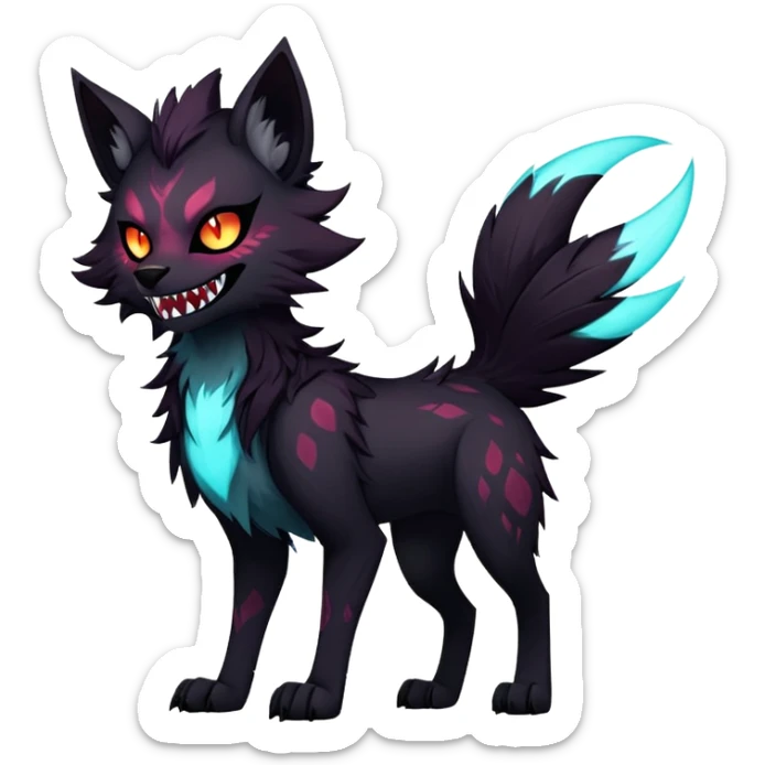 edgy badass cool Falvie-Fionbri-creature-fursona, full body, with random markings sticker