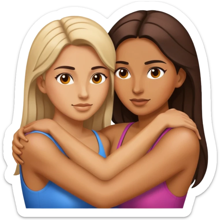 Zwei Frauen die sich umarmen um kraftvoll schenken  sticker