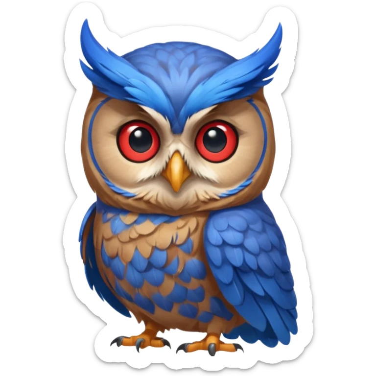 Quiero un búho con una camiseta azul y el medio que diga una u gigante y roja sticker