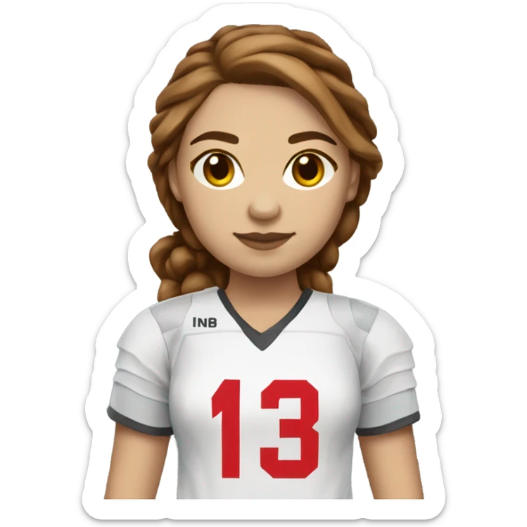 Lacrosse player girl brown hair light skin red number 13 jersey  sticker